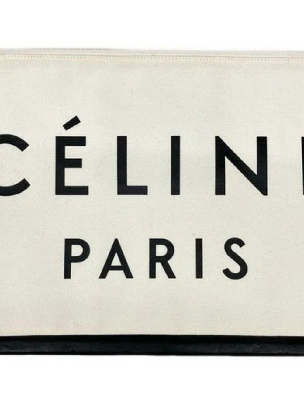 CELINE - Cream Black Canvas Clutch Bag - Picture 8 of 15